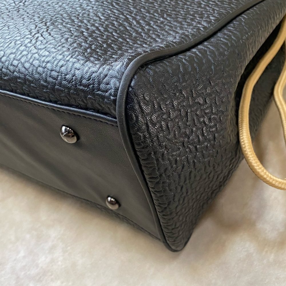 Versace Perfums Black Faux Leather Tote Bag Gold Accents Drawstring Magnetic Big - Picture 7 of 13